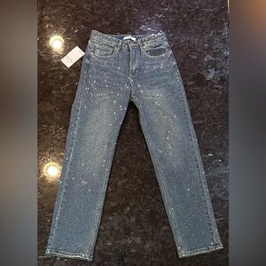 High Sparkle Blue Denim Jeans with Bling